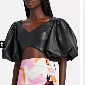 Aje Rebellion Faux Leather Crop Top
